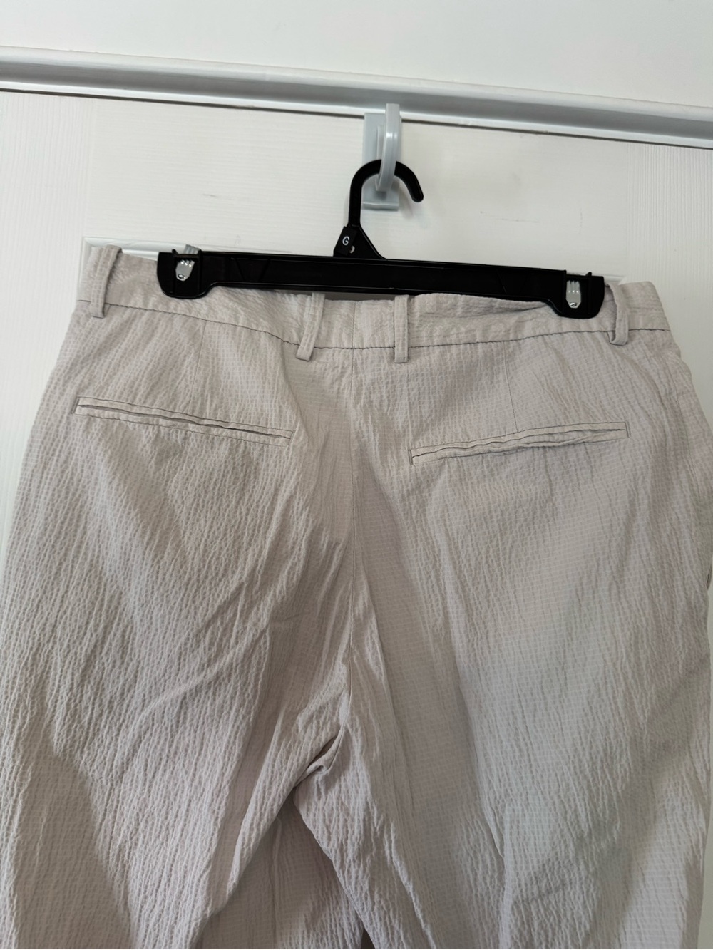 Zara Textured Beige Tapered Ankle Pants Size 30 Seersucker Cotton Blend Casual - Picture 3 of 7